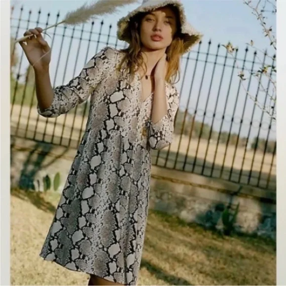 Anthropologie Maeve Juno Snakeskin Print Dress Size Large - Picture 2 of 5